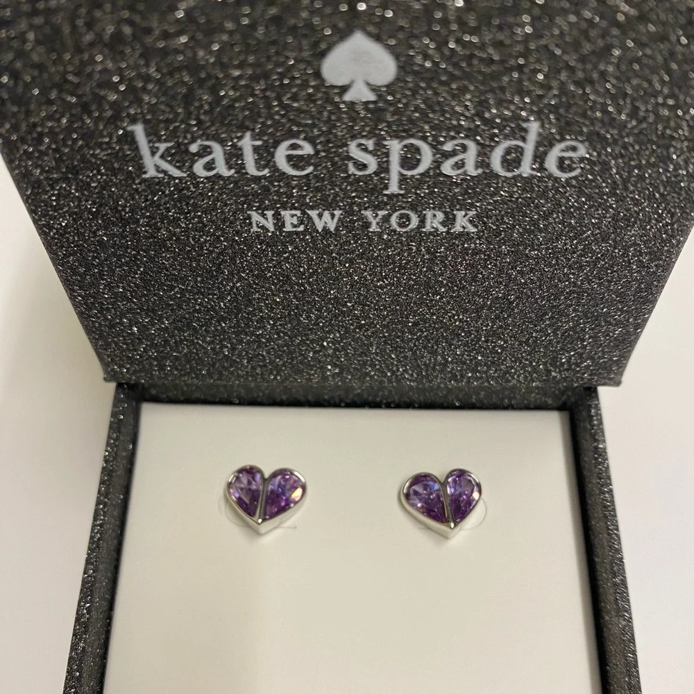 ♠️ kate spade ♠️ Rock Solid Crystal Heart Stud Earrings